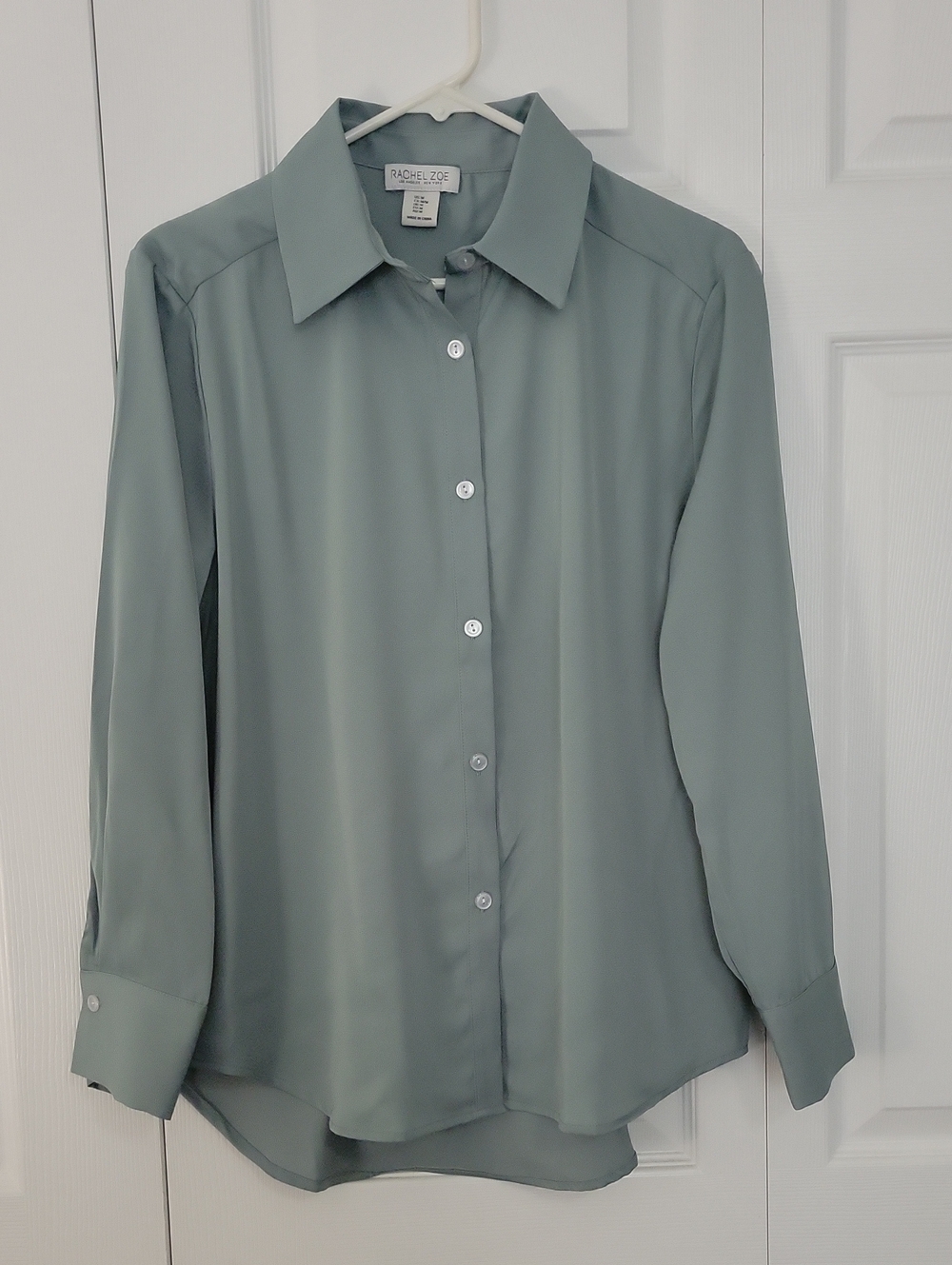 Rachel Zoe Dusty Sage Long-Sleeve Button Blouse